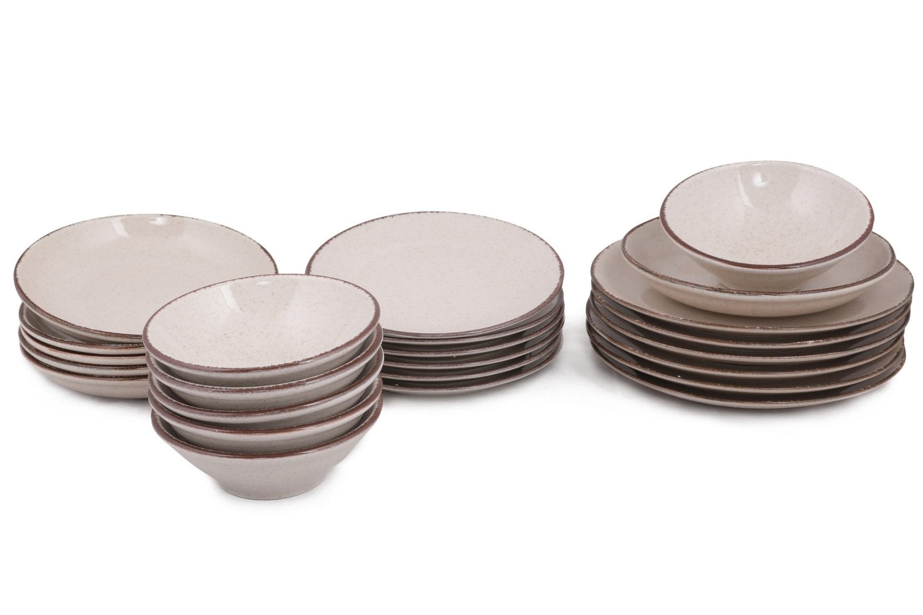 Juego de vajilla de porcelana – Color canela, diseño moderno para 6 comensales