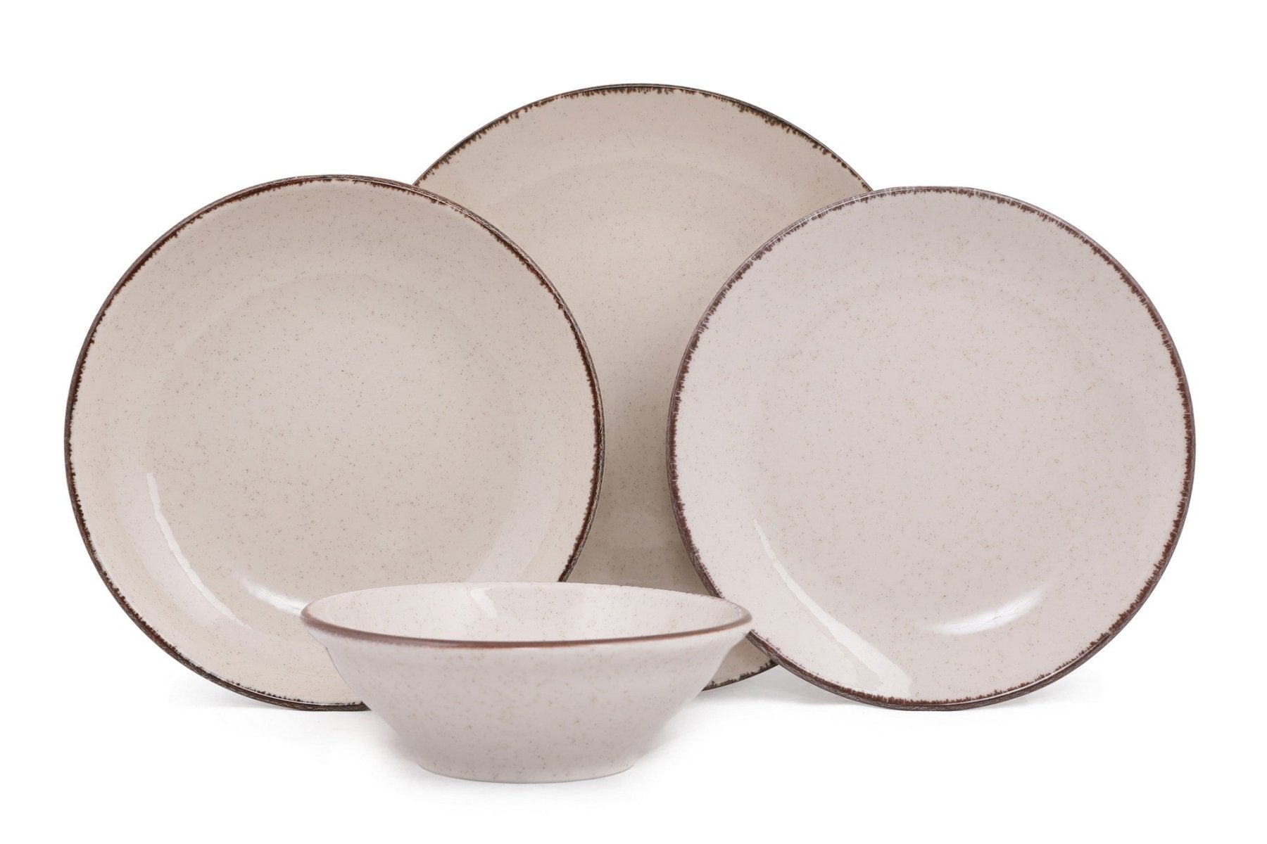 Juego de vajilla de porcelana – Color canela, diseño moderno para 6 comensales