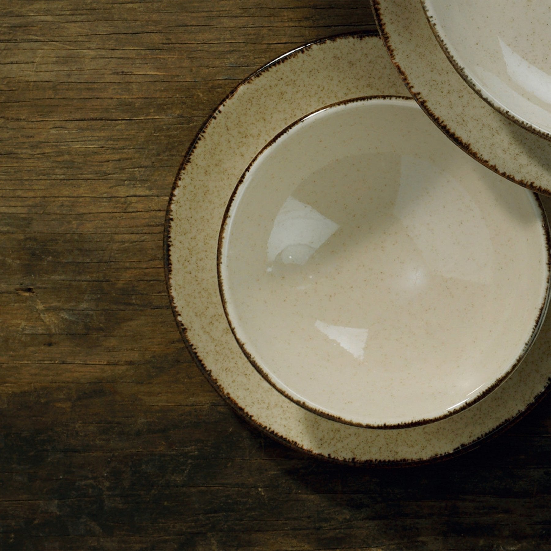 Juego de vajilla de porcelana – Color canela, diseño moderno para 6 comensales