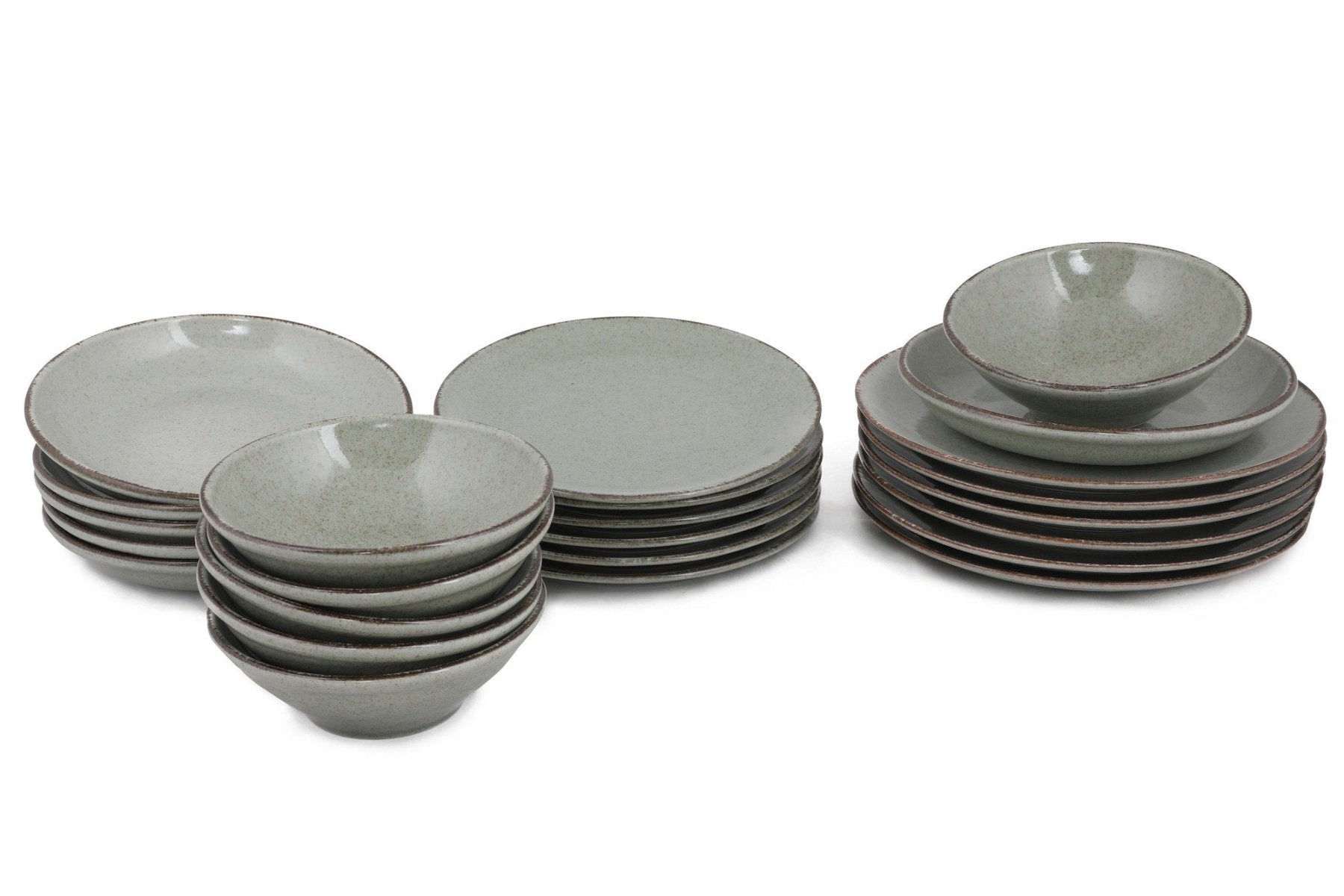 Juego de vajilla de porcelana – Verde oliva, 24 piezas, diseño rústico, para el comedor o para la mesa