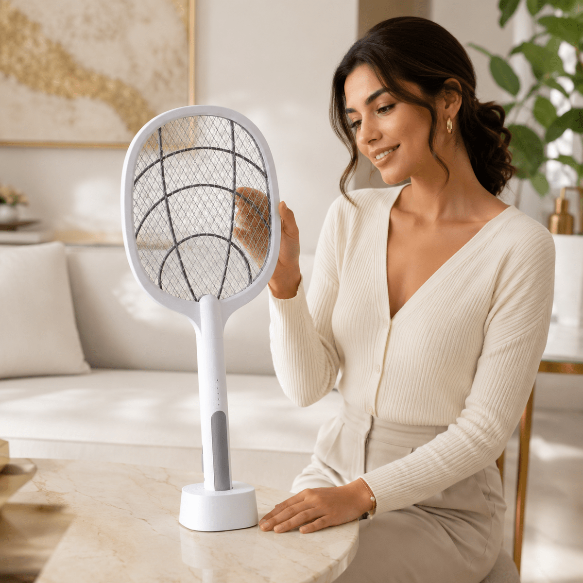 Electric Mosquito Repellent – 3000V, USB-Rechargeable with Safety Net for the Home, Garden, or Camping
