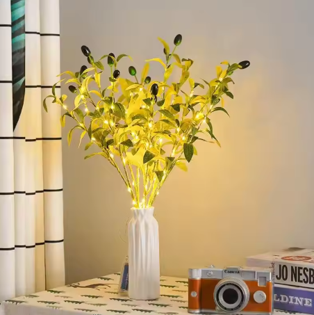 Lampe d’ambiance branche d’olivier – Éclairage LED blanc chaud avec branches réglables pour usage intérieur et décoration