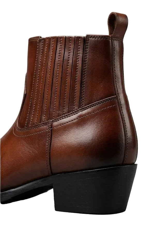 Bottes Western Unisexes en Cuir Véritable Brodées - Santiags Homme et Femme