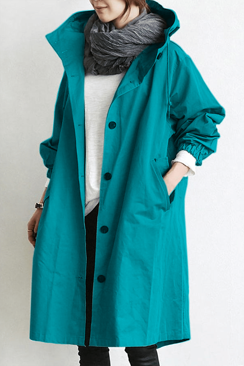 Trench Femme Imperméable à Capuche - Manteau Mi-Saison
