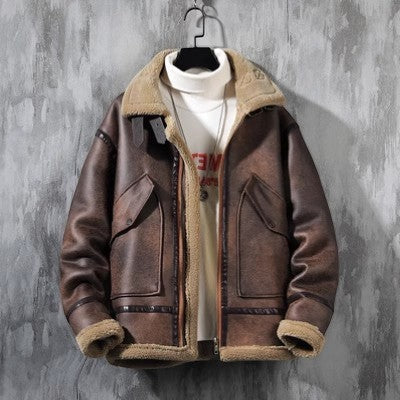 Veste Homme Doublée Polaire en Laine d'Agneau – Coupe Décontractée
