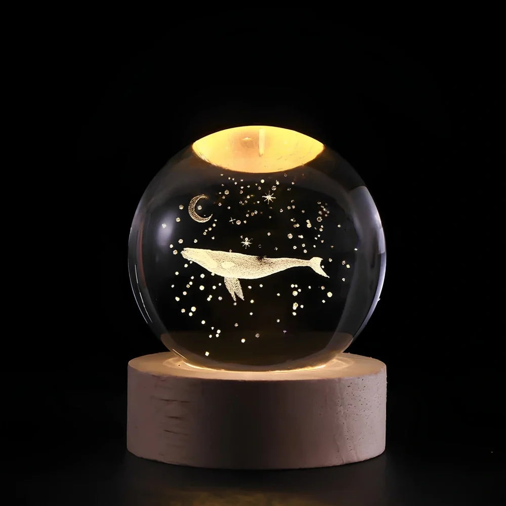 Lampe de Chevet Boule de Cristal Gravée 3D