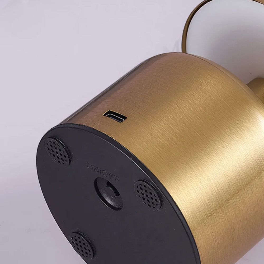 Lampe de table rechargeable – Forme champignon rétro, finition métallique pour salon ou chambre