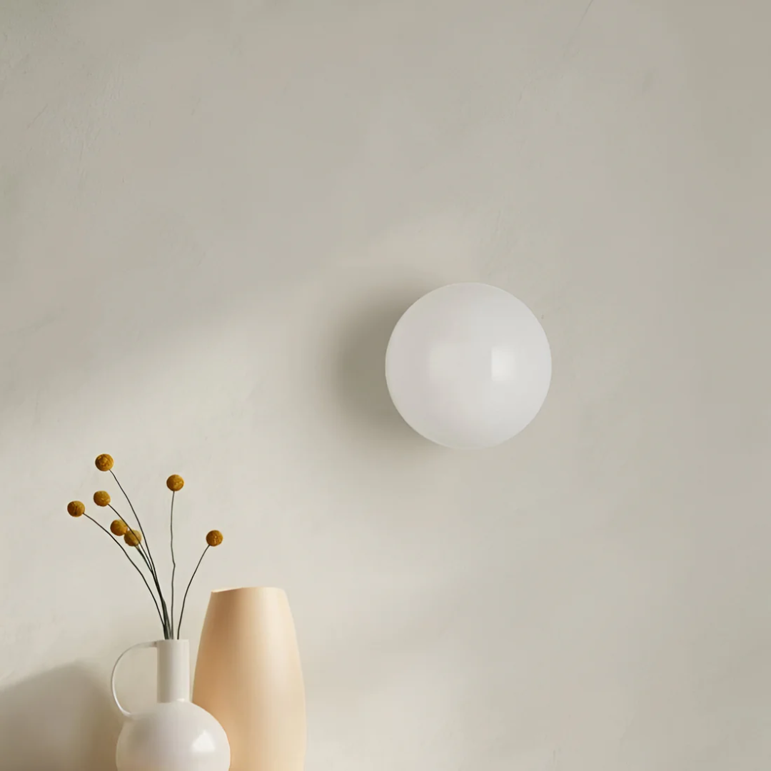 Glass Wall Lamp – White, Minimalist Design for the Bedroom or Living Room