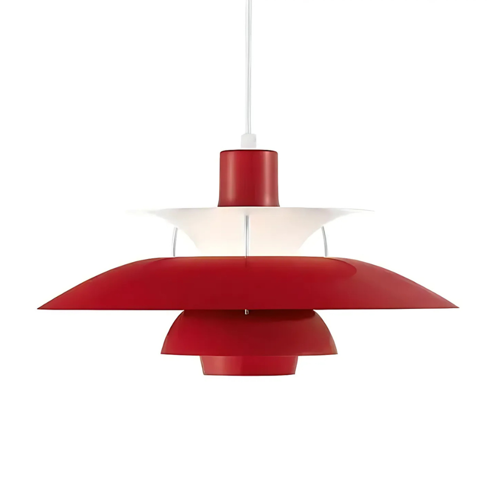 Danish Pendant Light – Layered Metal Design in a Colorful Style for the Dining Room or Living Room