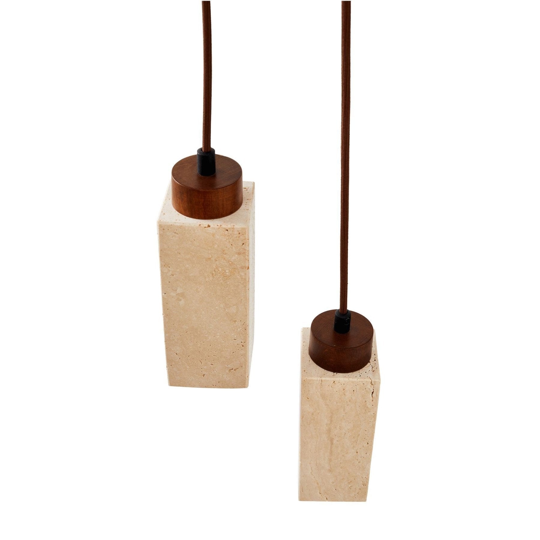 Suspension – Noyer et Travertin, Design Minimaliste en Bloc pour Table à Manger ou Salon