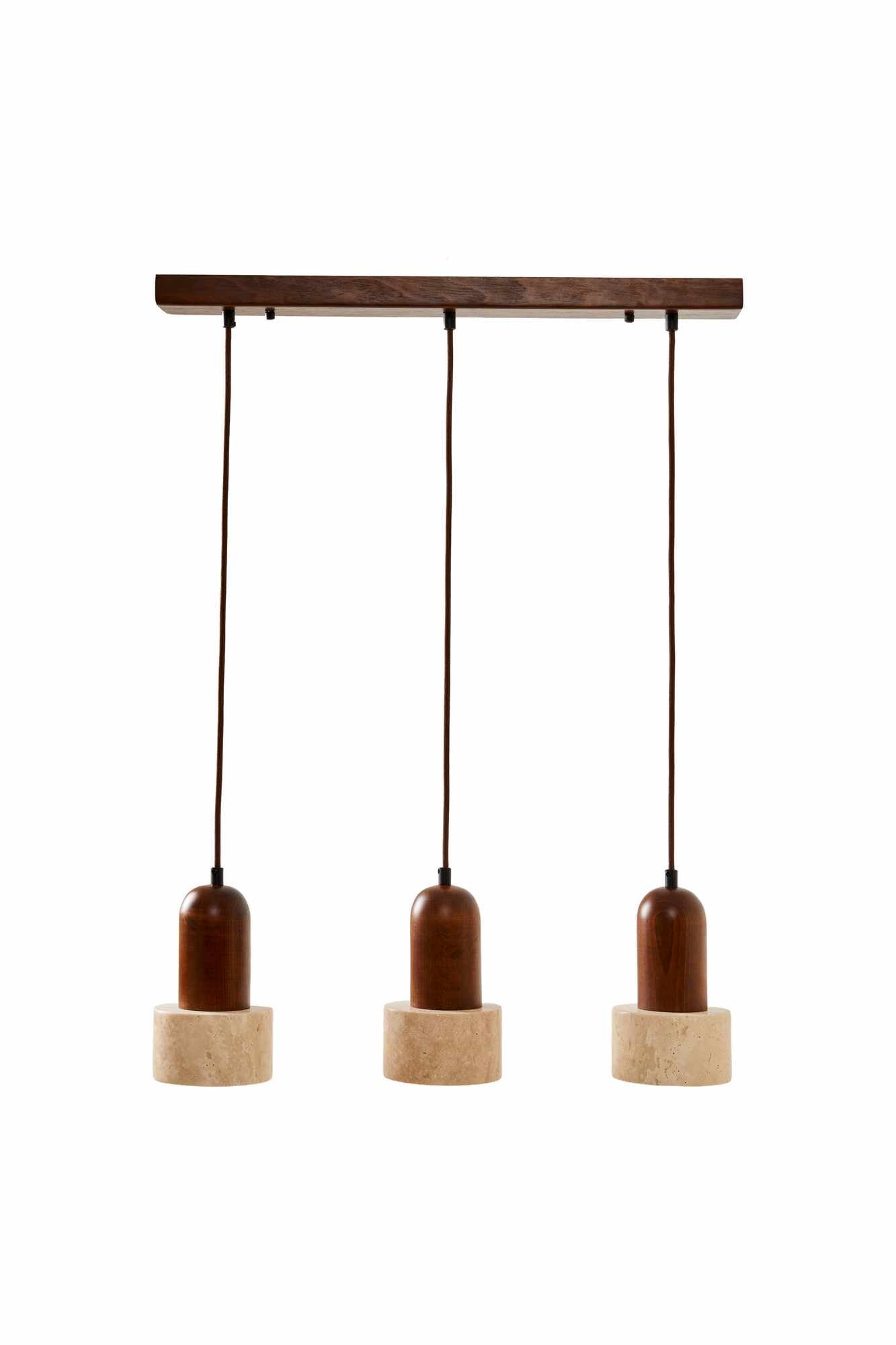Pendant Light – Walnut and Travertine, Minimalist Design for a Dining Table or Kitchen Island