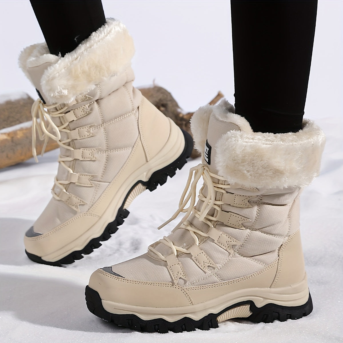 Bottes d'Hiver Femme Chaudes - Cuir Imperméable et Isolant