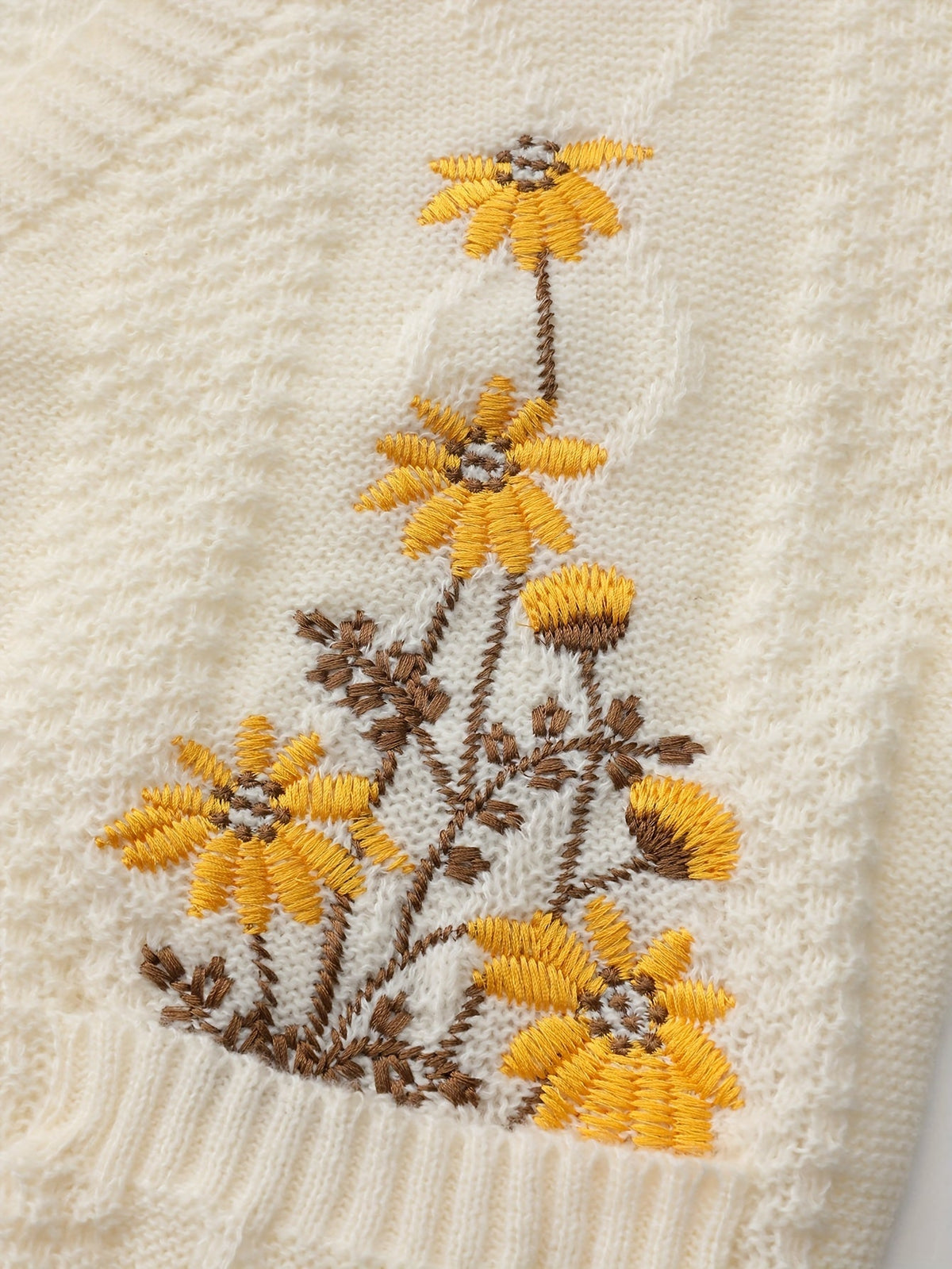 Winsome™ | Women's Floral Embroidered V-Neck Button Cardigan