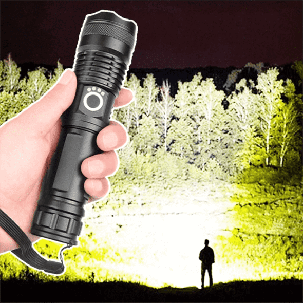Superheldere zaklamp – aluminium, 90.000 lumen, waterdicht voor buitenactiviteiten en avontuur