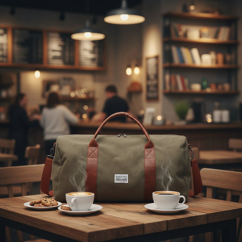 Sac de Voyage Weekender en Toile Vintage - Cuir et Compartiments Multiples