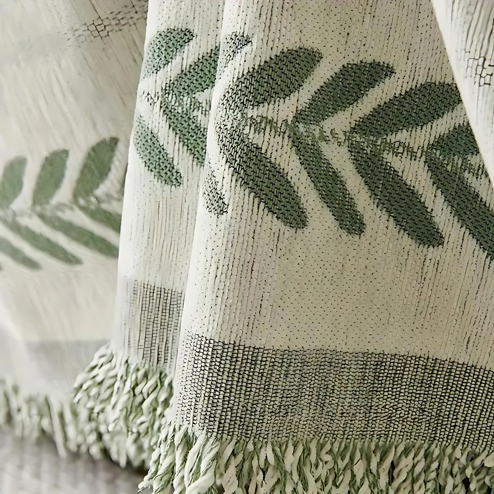 Housse de canapé – Coton chenille, design jacquard avec pampilles pour salon ou chambre