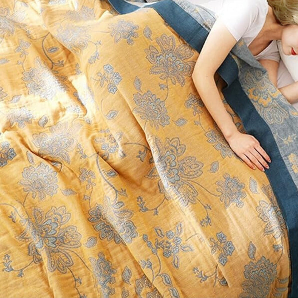 Housse de couette en coton – Motif floral, plaid léger pour lit ou canapé