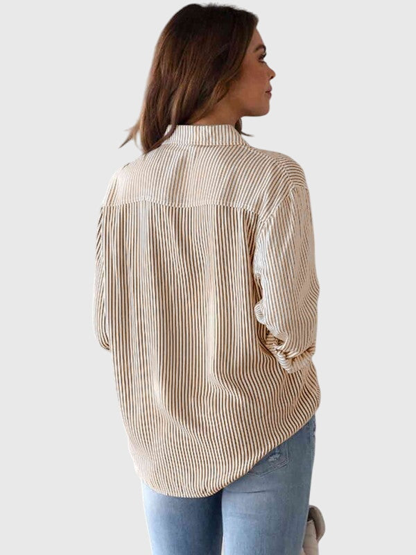 Chemise Femme Rayée Col Chemise Nouée Devant
