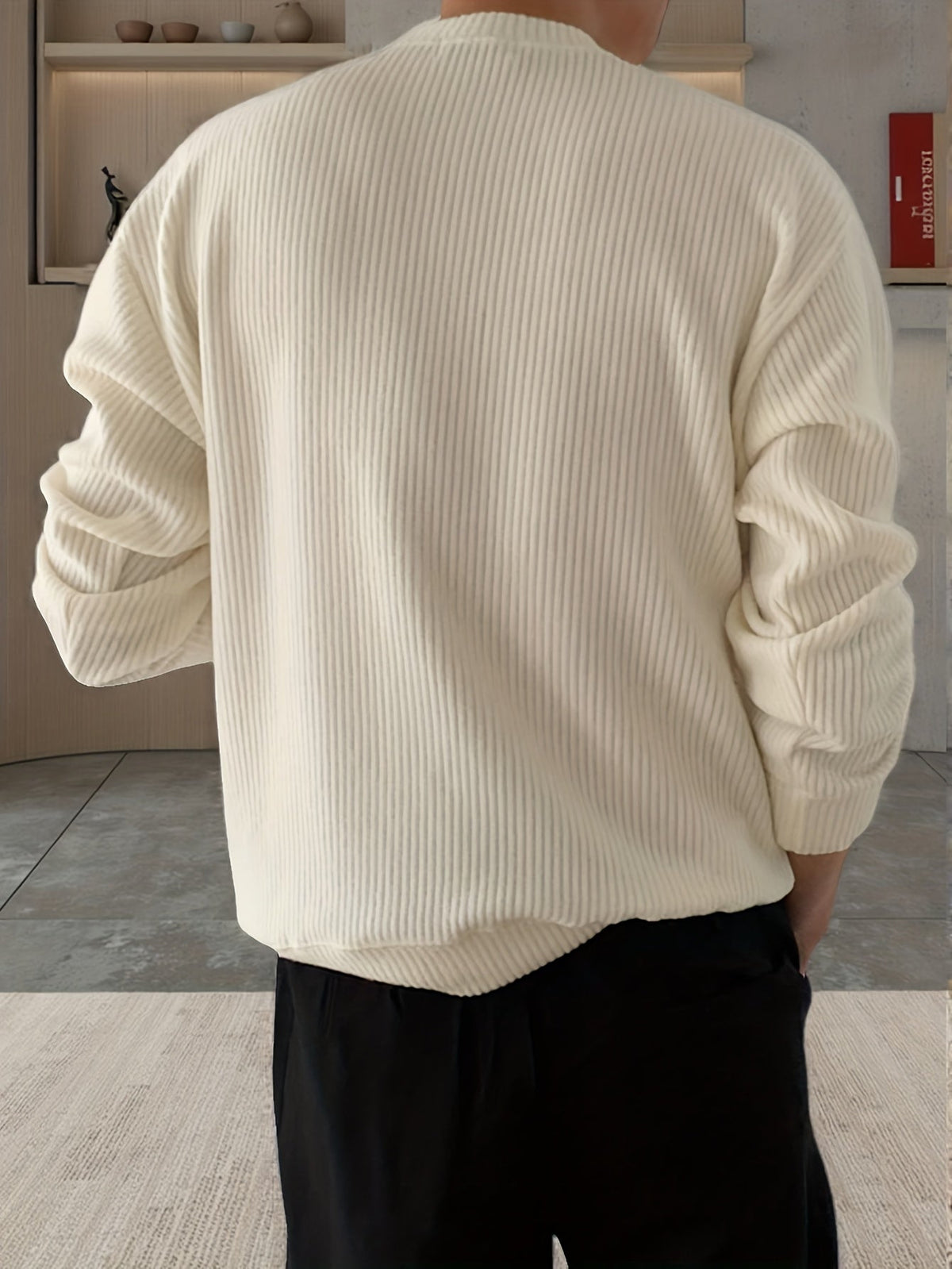 Pull Homme Col Rond Côtelé Coupe Ample
