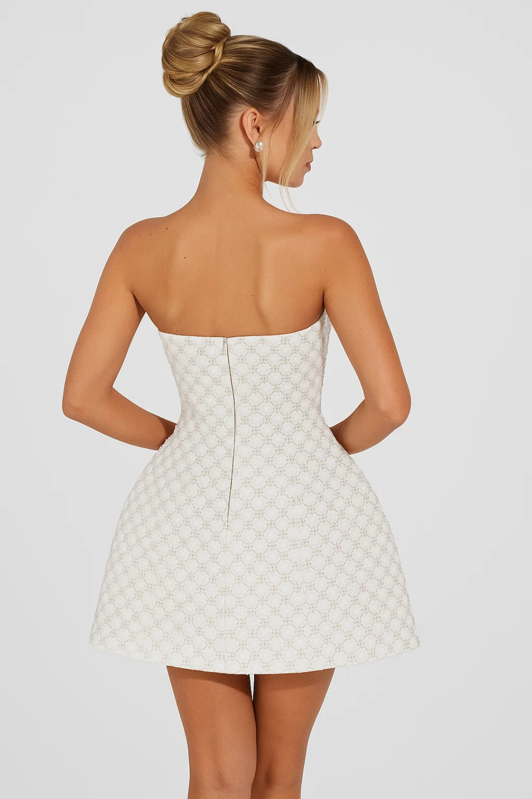 Robe Mini Femme Sans Bretelles Évasée - Style Cocktail Chic