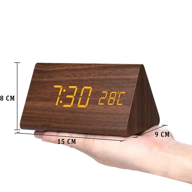 Wooden Alarm Clock – LED Display with Voice Control for Modern Interior Decor