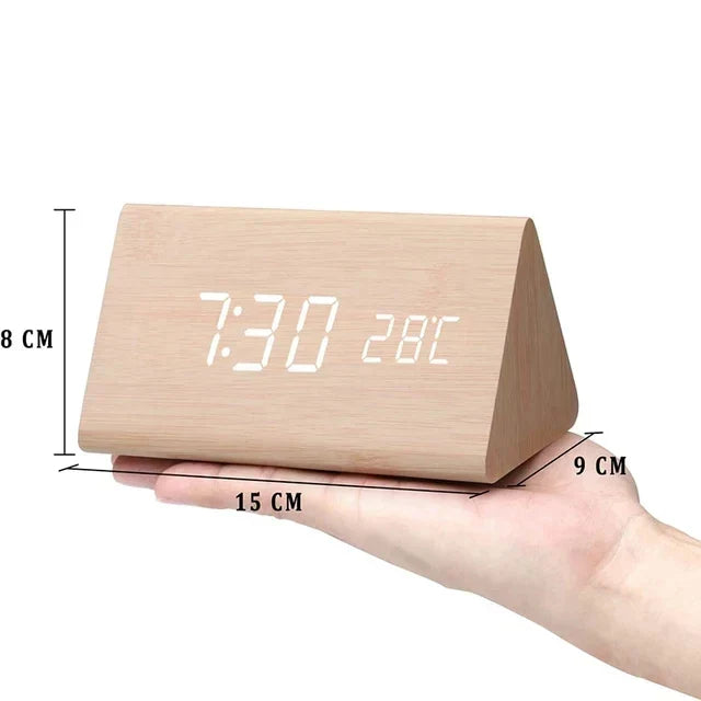 Wooden Alarm Clock – LED Display with Voice Control for Modern Interior Decor