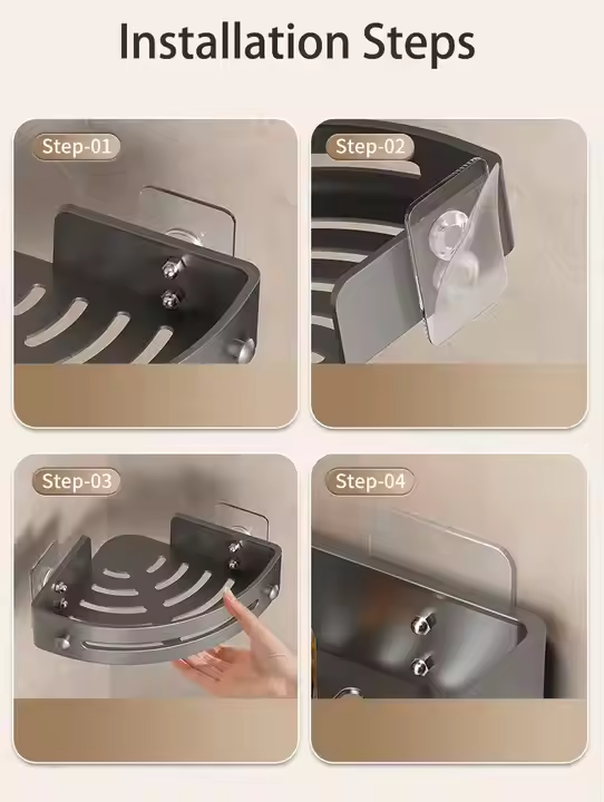 Doucherek zonder Boren – Transparant, Minimalistisch Ontwerp voor Badkameropslag