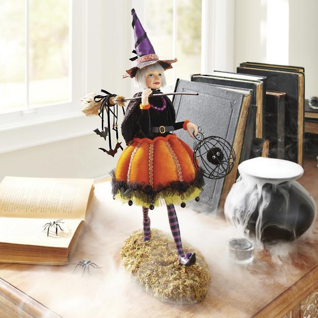 Figurka czarownicy z żywicy – wielokolorowa, wykonana ręcznie z dbałością o najdrobniejsze szczegóły, do dekoracji wnętrz na Halloween