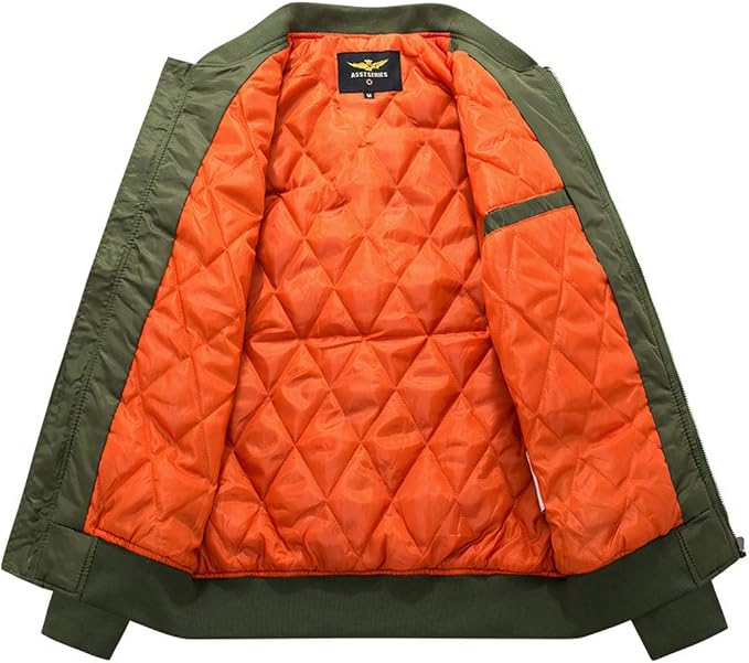 Blouson Bomber Homme Matelassé Doublé Zippé à Poches