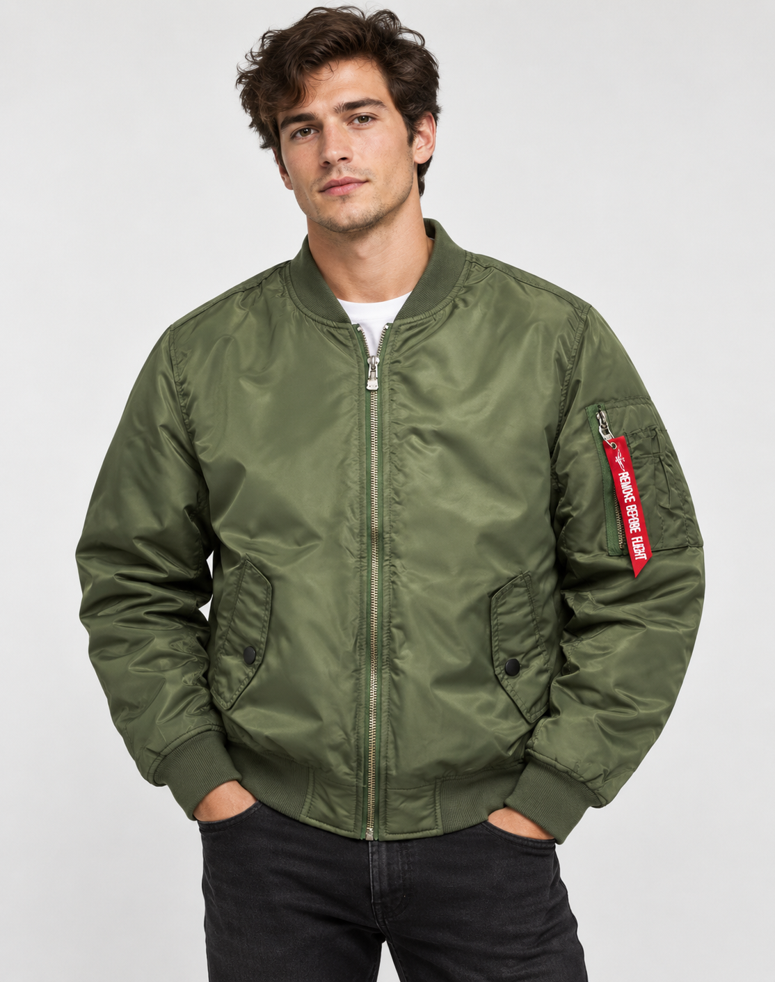 Blouson Bomber Homme Matelassé Doublé Zippé à Poches