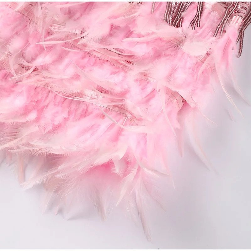 Robe Courte Femme à Plumes – Tenue de Soirée Glamour