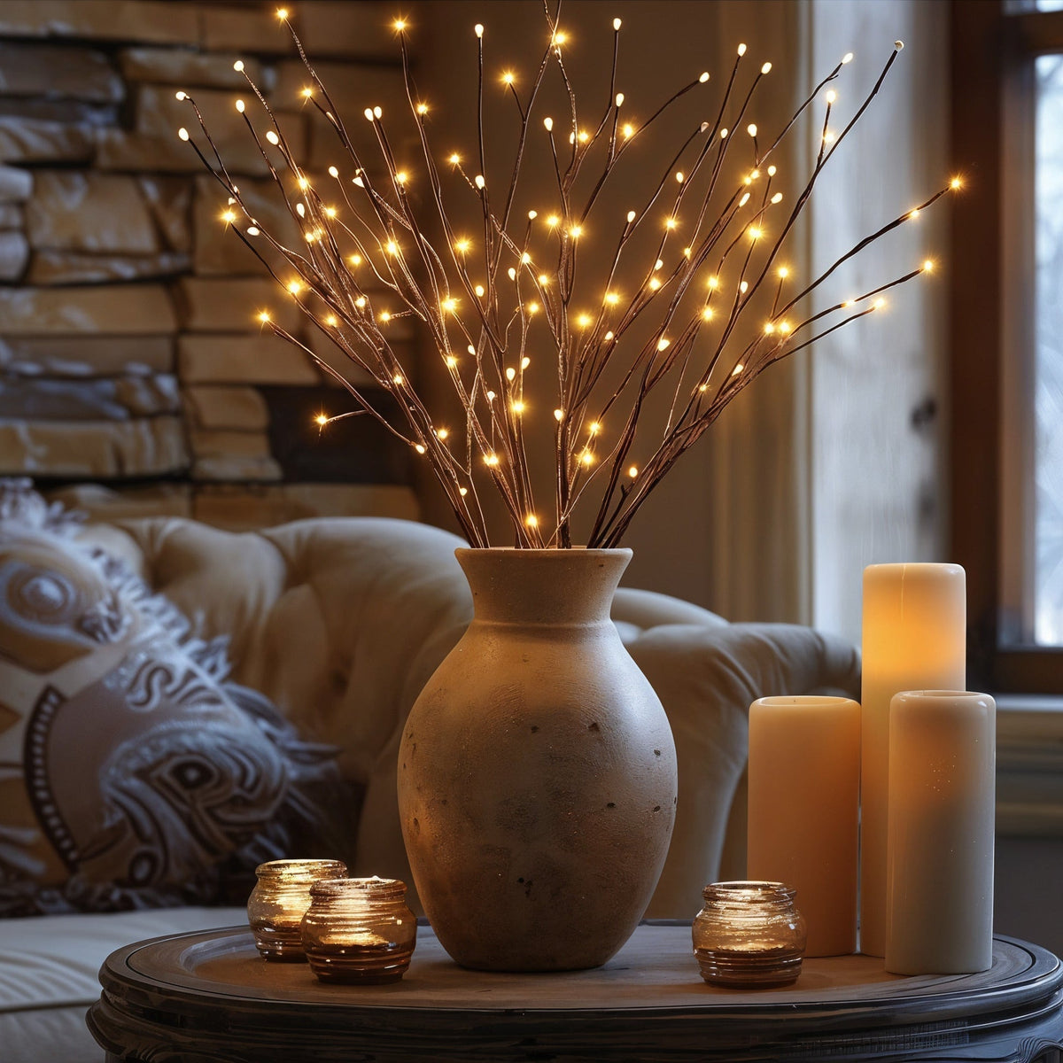 Branches Lumineuses LED Décoratives – Lot de 2, 77 cm à Piles