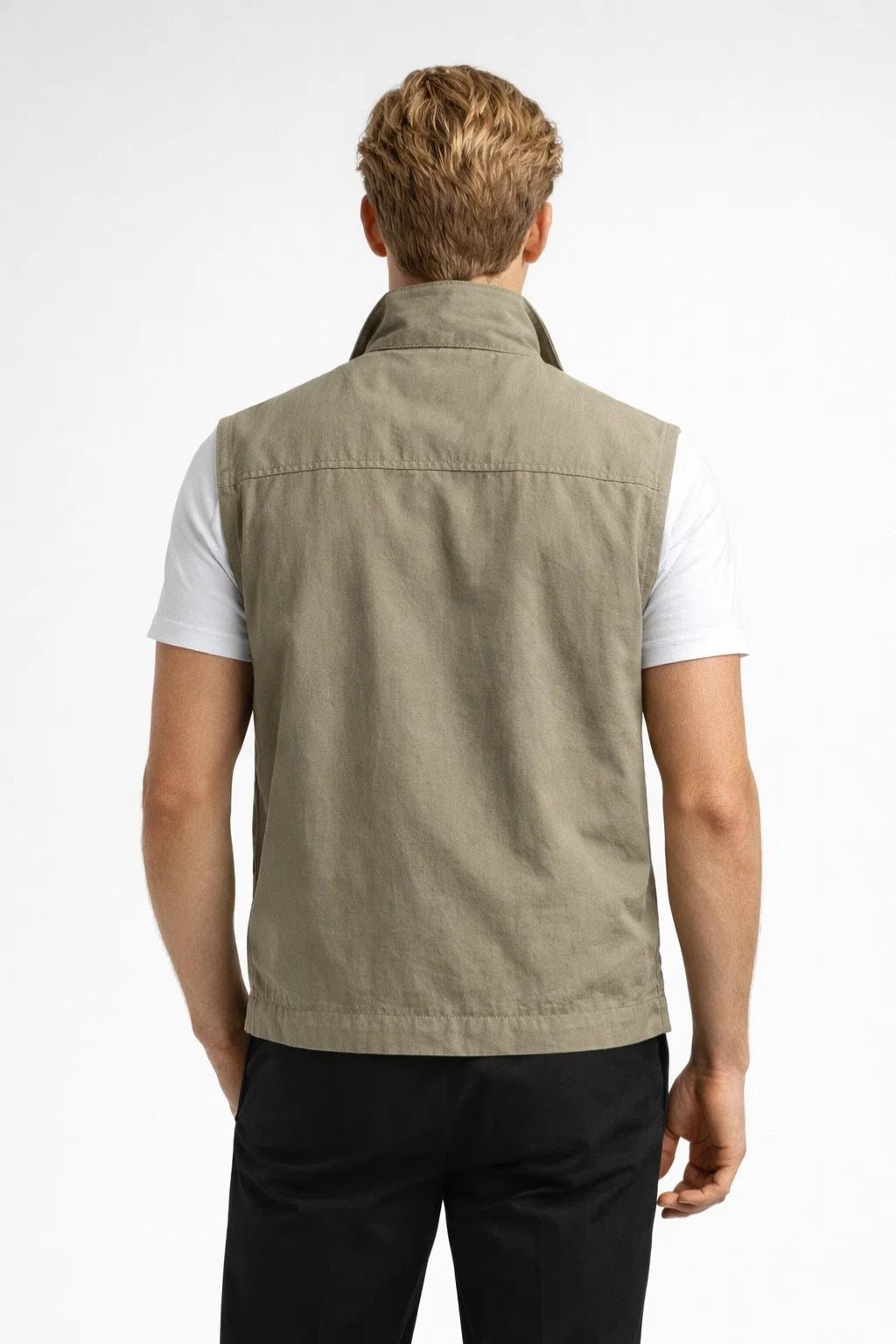 Gilet Sans Manches Homme Léger à Col Montant et Multipoches