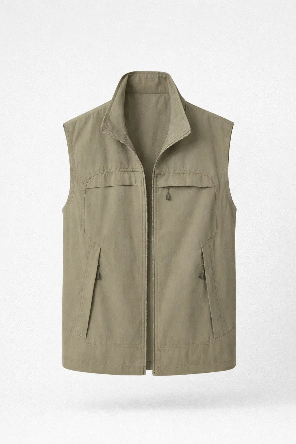 Gilet Sans Manches Homme Léger à Col Montant et Multipoches