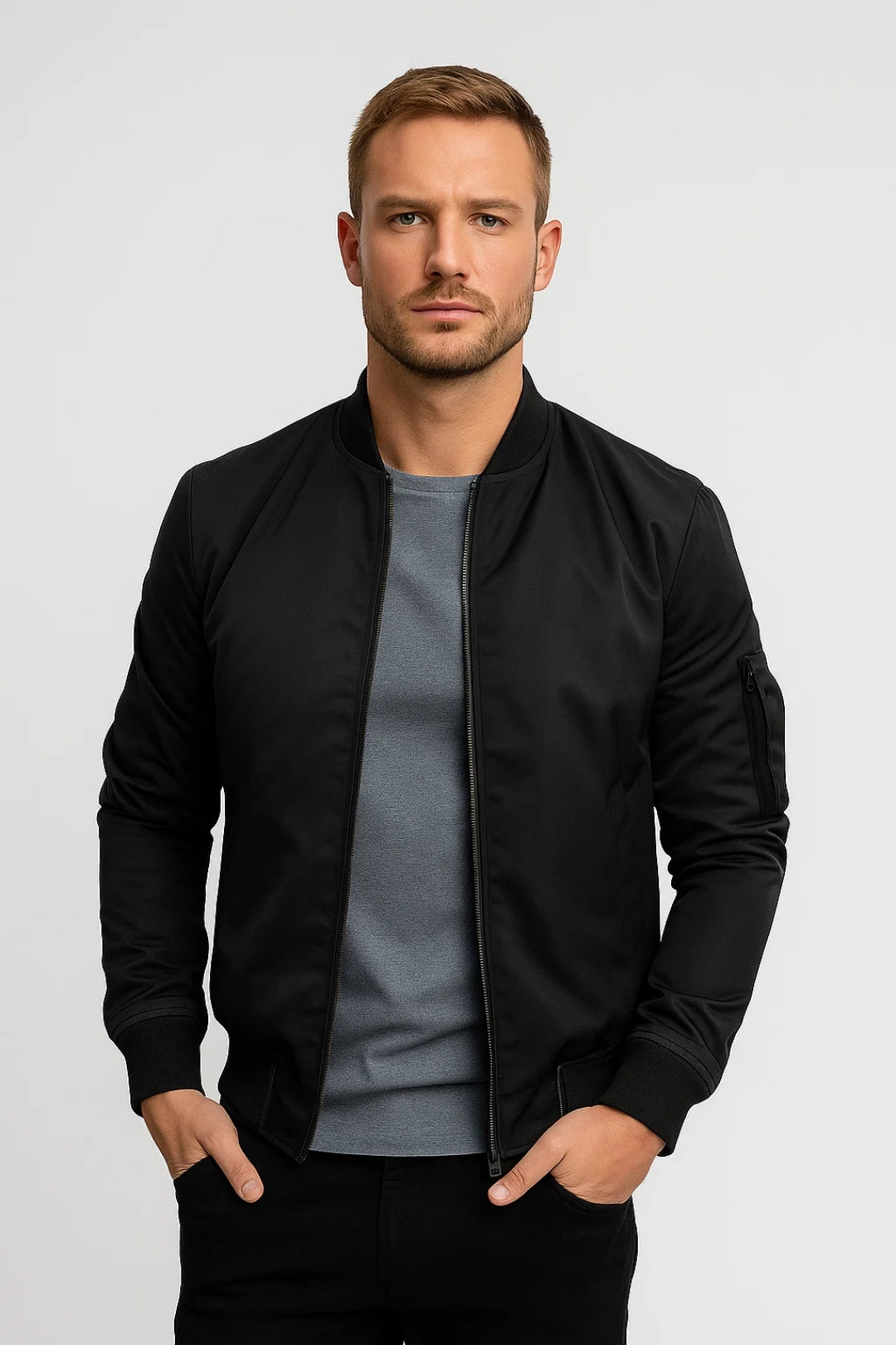 Blouson Bomber Homme – Coupe Intemporelle à Détails Zippés