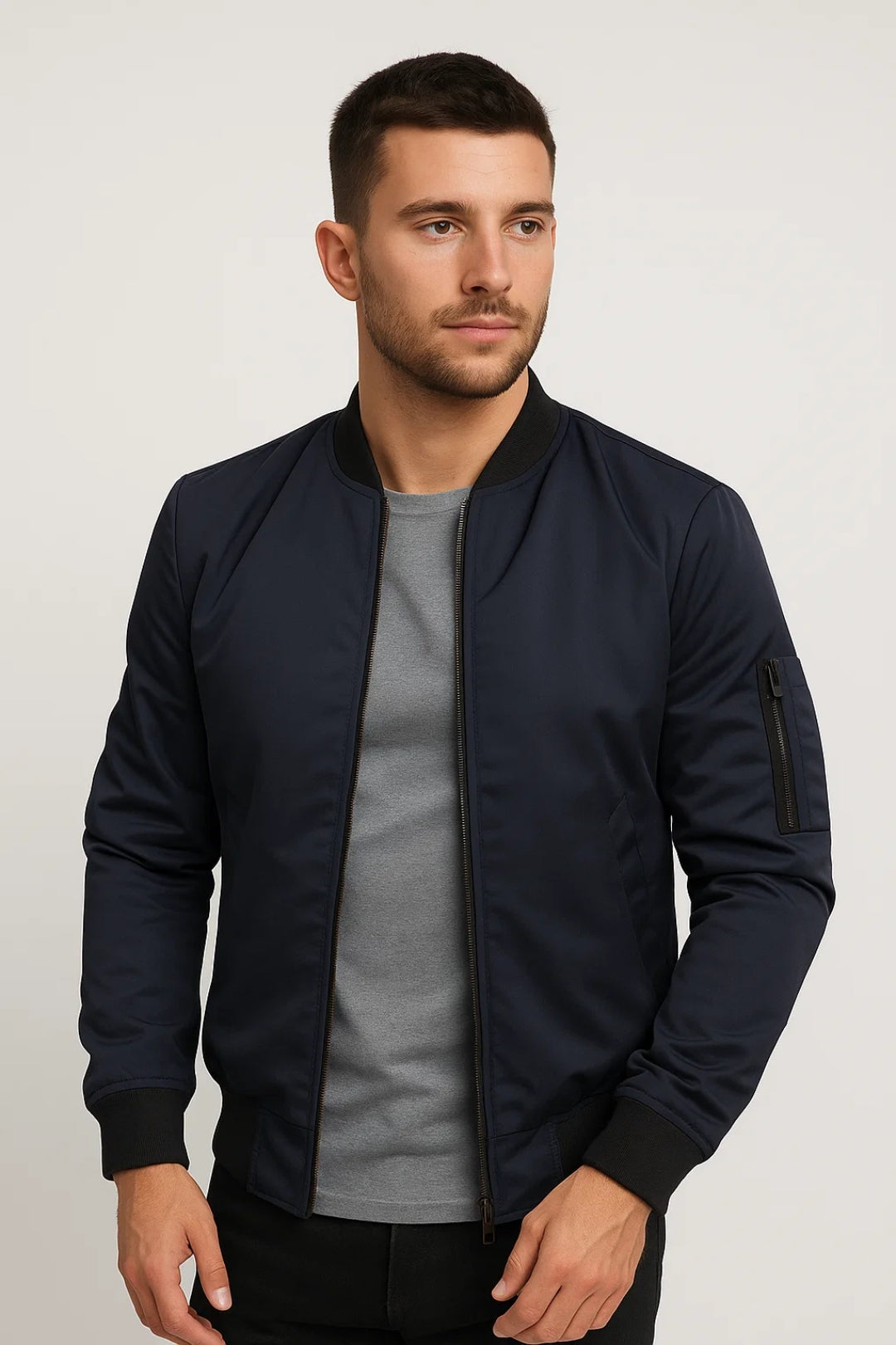 Blouson Bomber Homme – Coupe Intemporelle à Détails Zippés