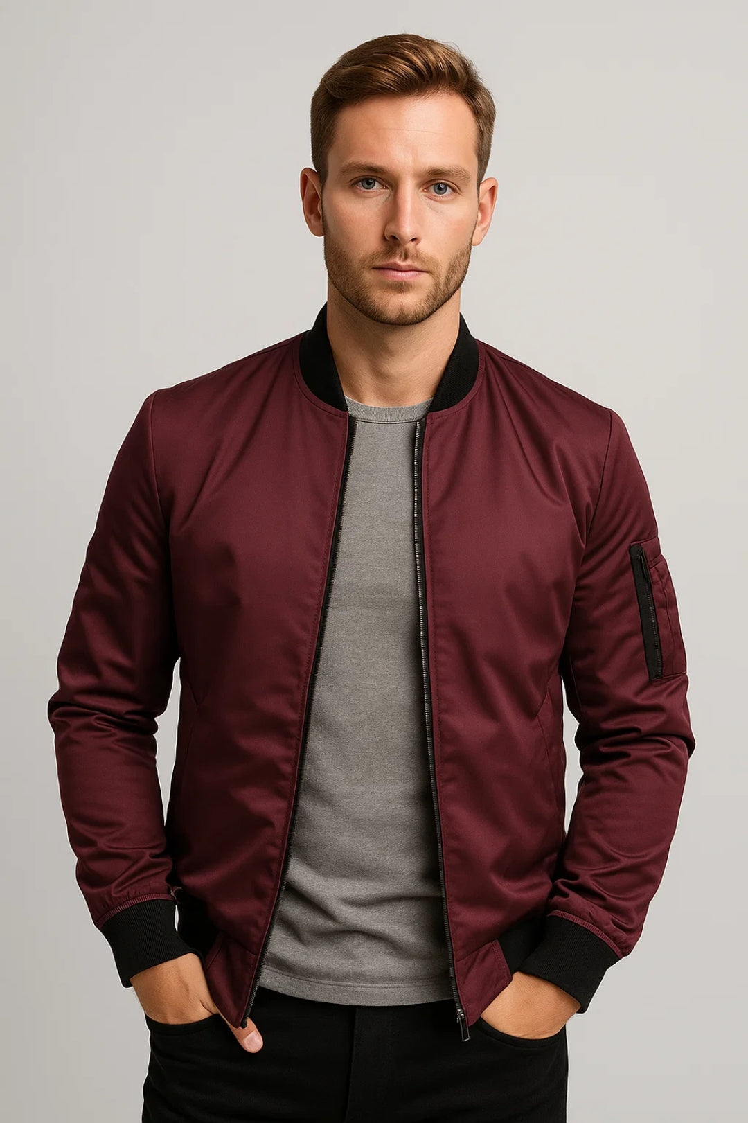 Blouson Bomber Homme – Coupe Intemporelle à Détails Zippés