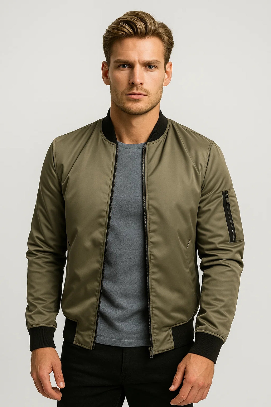 Blouson Bomber Homme – Coupe Intemporelle à Détails Zippés