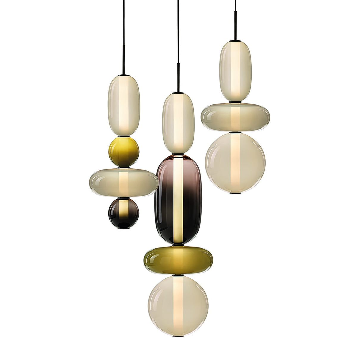 Suspension Verre Coloré Design - Lustre Luciole Boule Soufflée