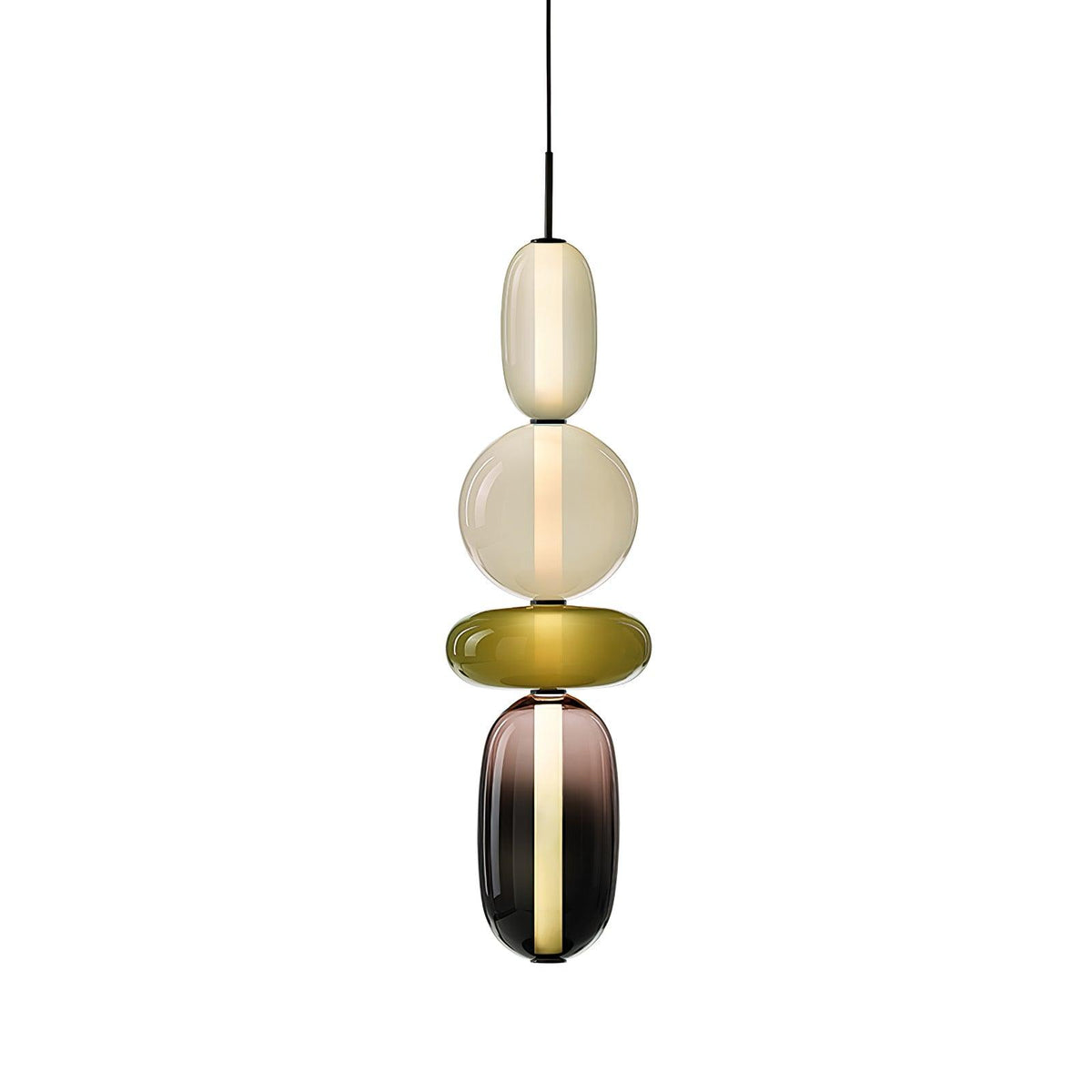 Suspension Verre Coloré Design - Lustre Luciole Boule Soufflée