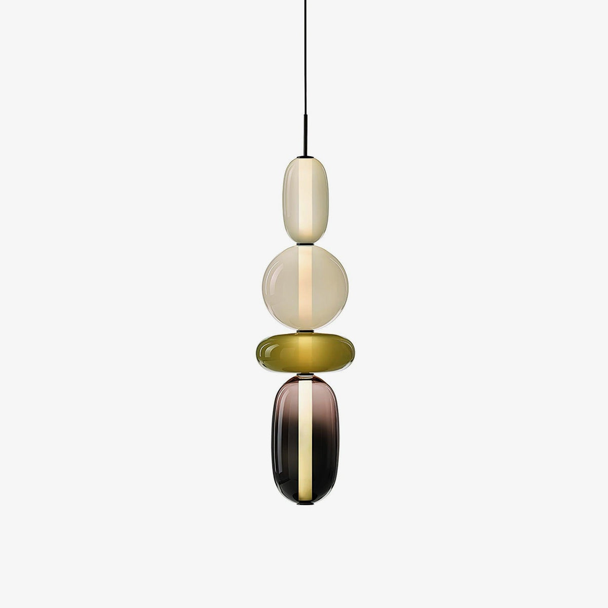 Suspension Verre Coloré Design - Lustre Luciole Boule Soufflée