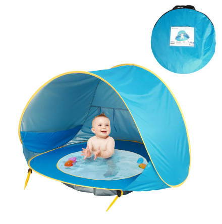 Pop-Up Beach Tent for Babies – Lightweight Polyester with a Small Pool for the Beach or Garden