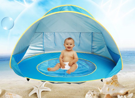 Pop-up strandtent voor baby’s – Lichtgewicht polyester met klein zwembadje voor op het strand of in de tuin