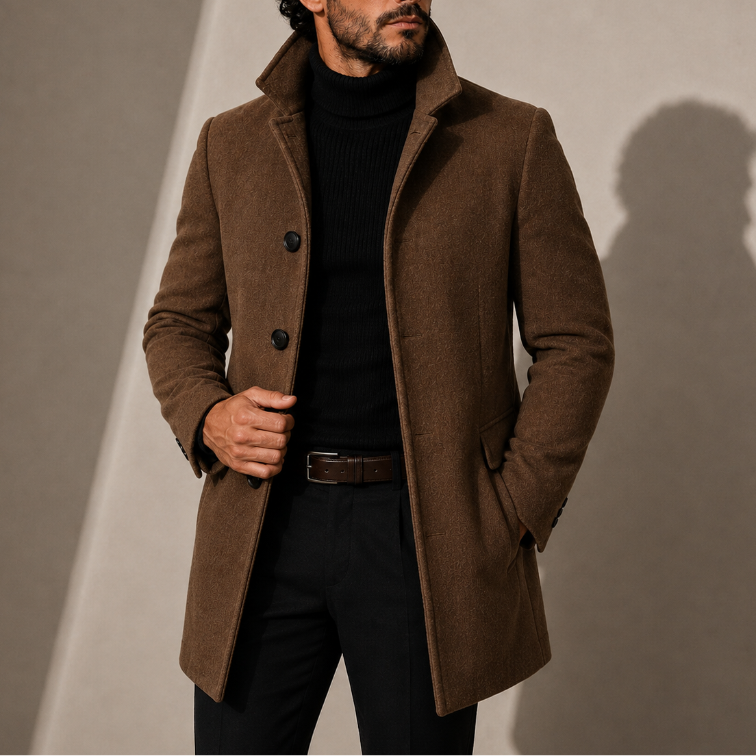 Manteau Homme Col Montant - Manteau d'Hiver Ajusté