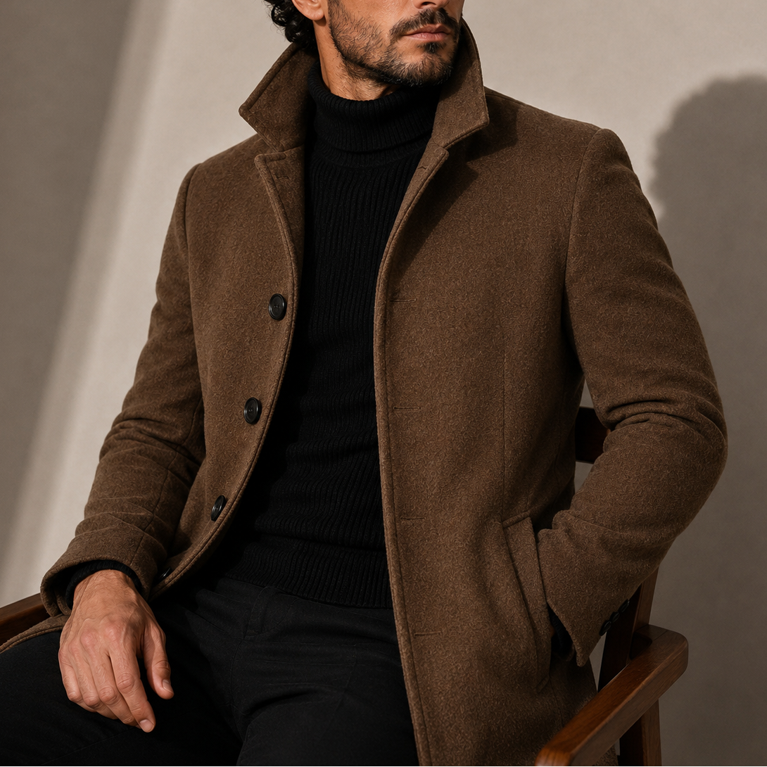 Manteau Homme Col Montant - Manteau d'Hiver Ajusté