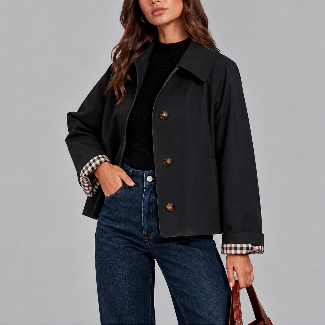 Trench Femme Court à Doublure Écossaise