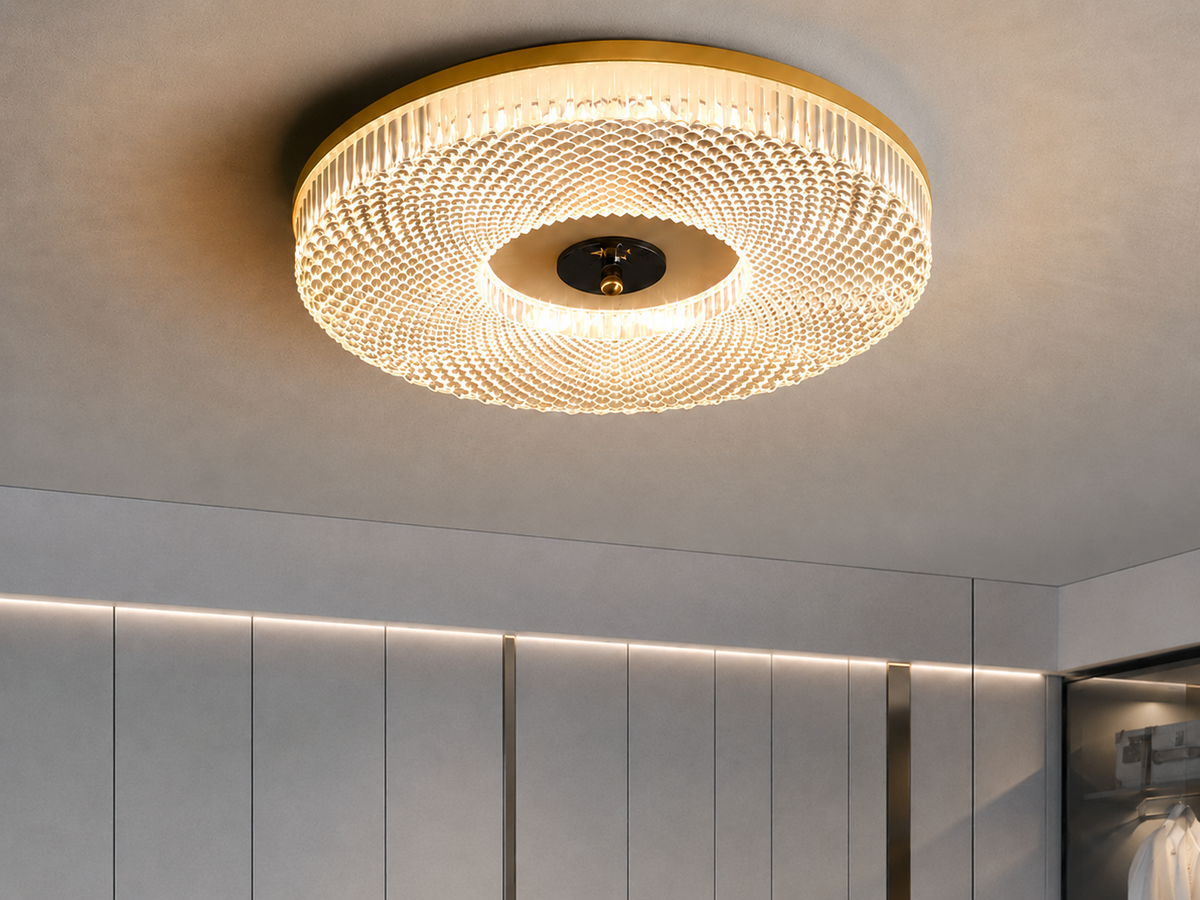 Plafonnier LED Design Verre Acrylique Lignes Concentriques