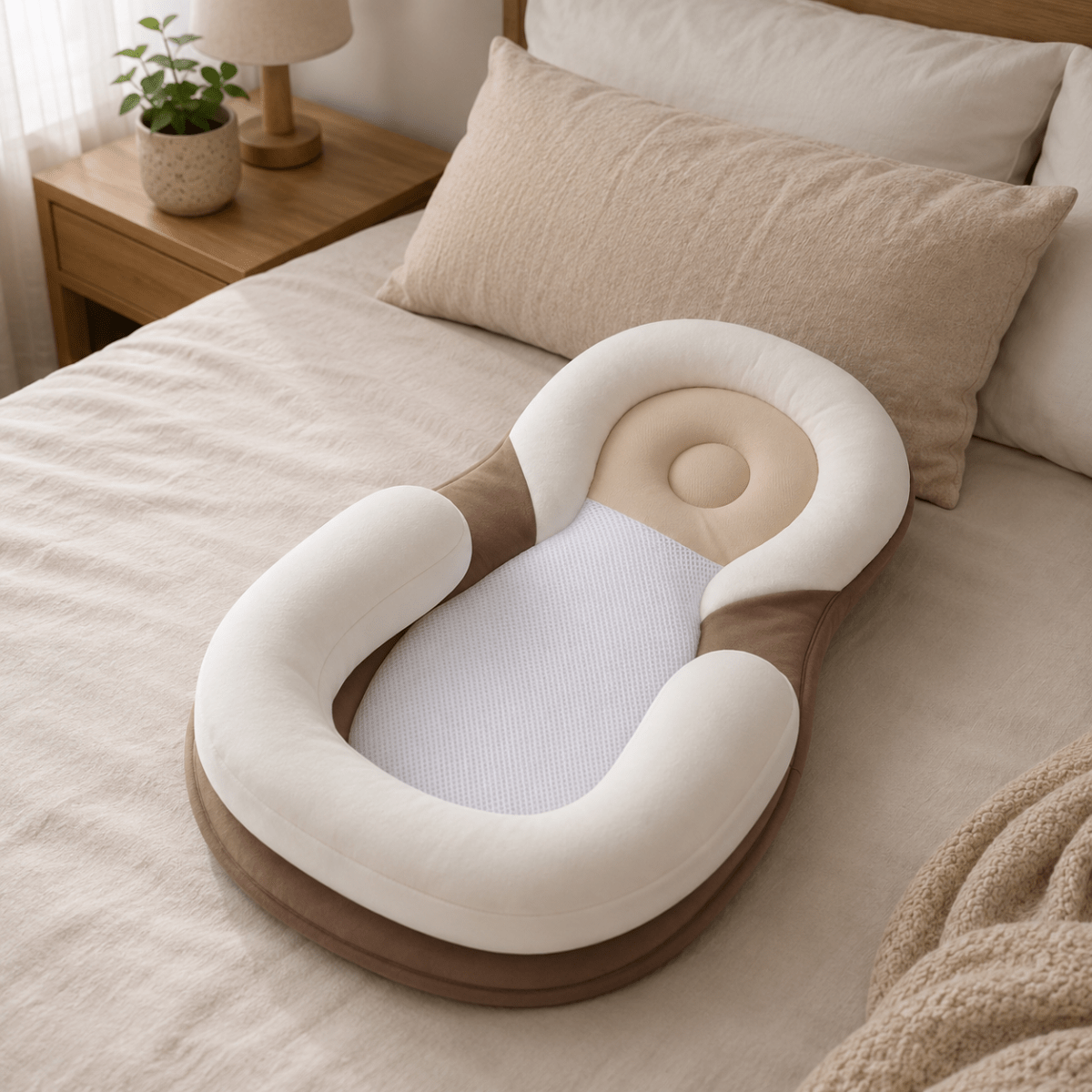 Ergonomic Baby Pillow – Gray-Brown or Gray-Green, a Soft and Supportive Pillow for Sleep or Rest