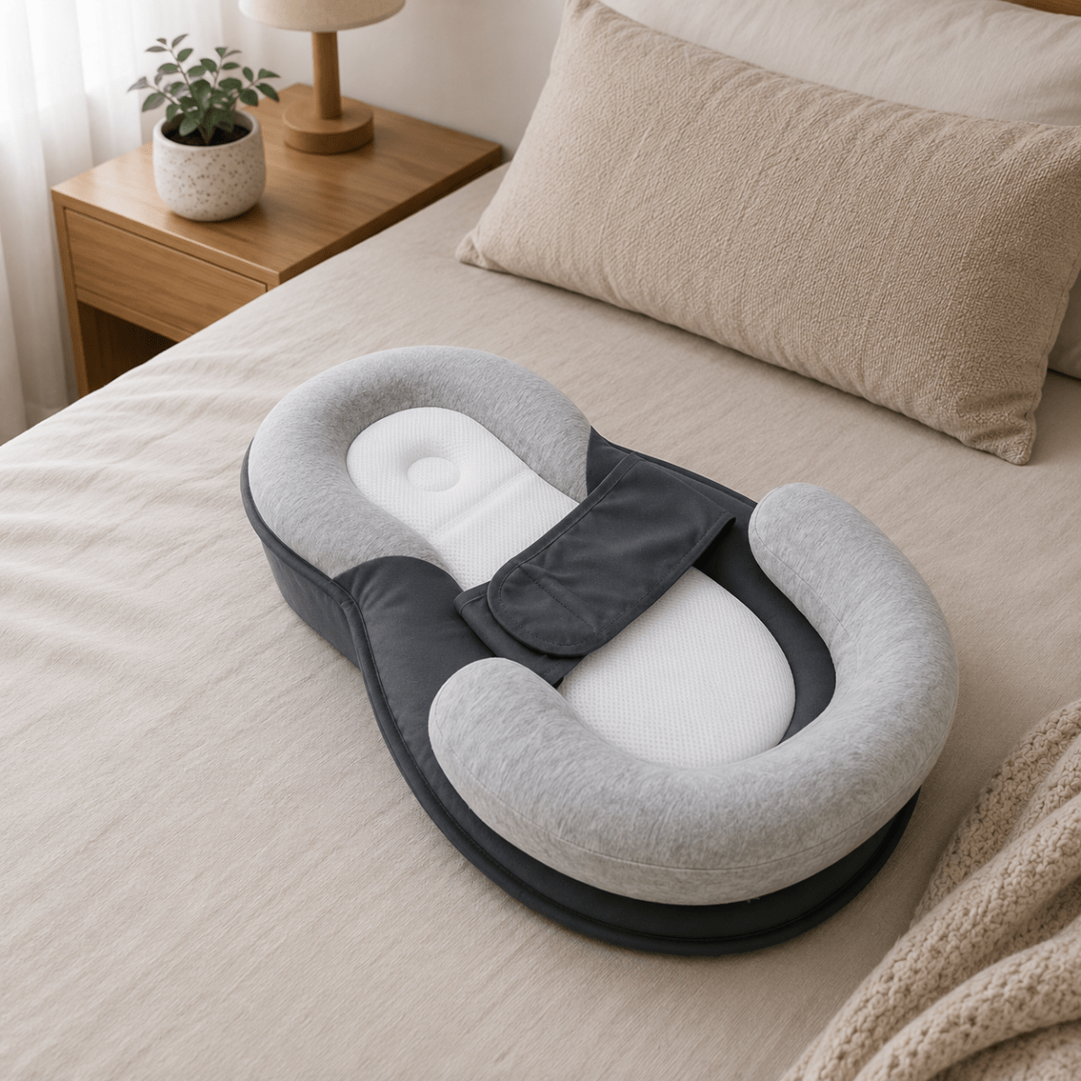 Ergonomic Baby Pillow – Gray-Brown or Gray-Green, a Soft and Supportive Pillow for Sleep or Rest