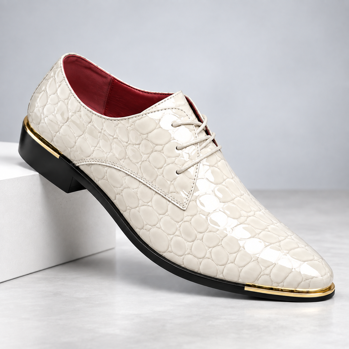 Chaussures de Ville Homme en Cuir Texturé à Lacets
